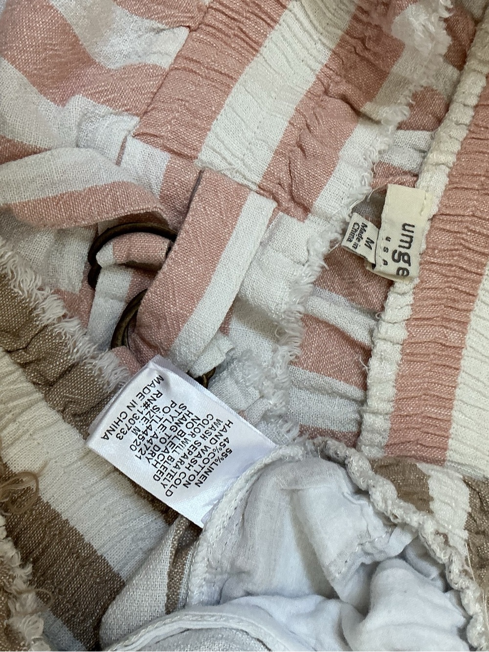 Umgee Striped Tie-Waist Bermuda Shorts - Bundle of 2-Blush Pink & Taupe - Picture 8 of 9